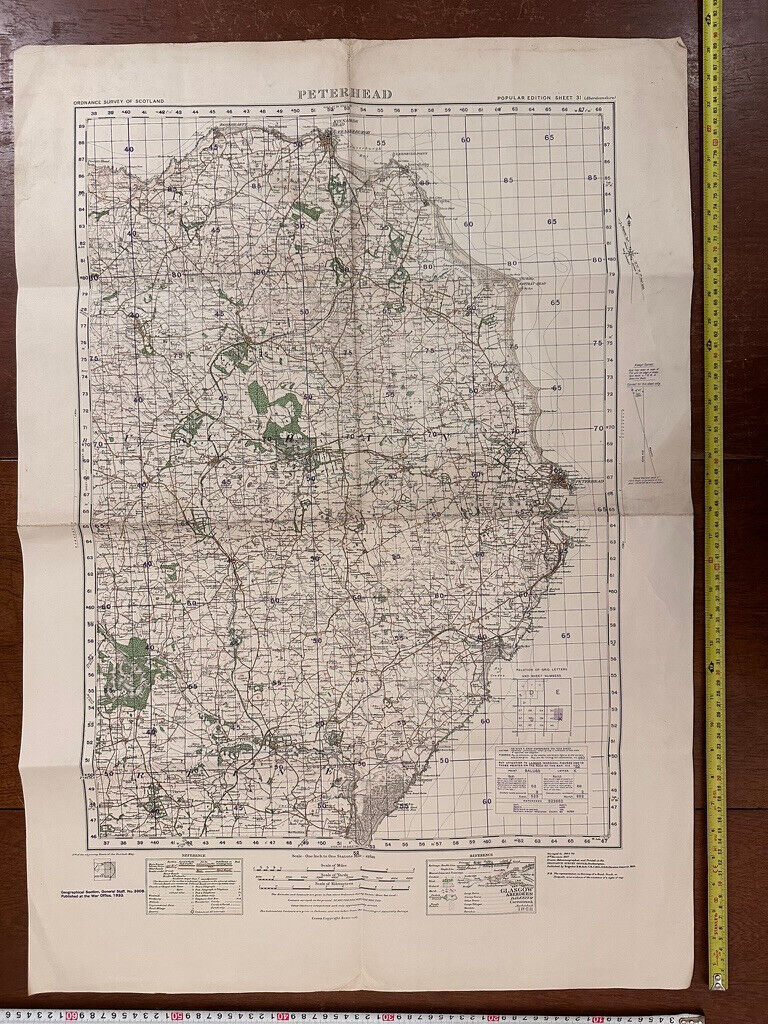 Original WW2 British Army GSGS OS Map of Great Britain - Peterhead - The Militaria Shop