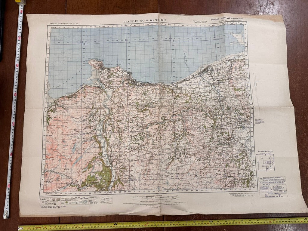 Original WW2 British Army GSGS OS Map of Great Britain - Llandudno & Denbigh - The Militaria Shop