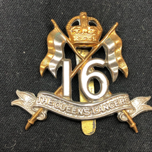 Load image into Gallery viewer, Genuine WW2 British Army Brass Cap Badge - 16th (The Queen's) Lancers - The Militaria Shop