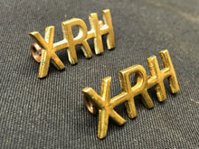 Load image into Gallery viewer, Original WW1 British Army Brass Shoulder Titles - 10th Royal Hussars XRH - The Militaria Shop