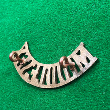 Load image into Gallery viewer, Original WW1 British Army Brass Shoulder Title - Middlesex - The Militaria Shop