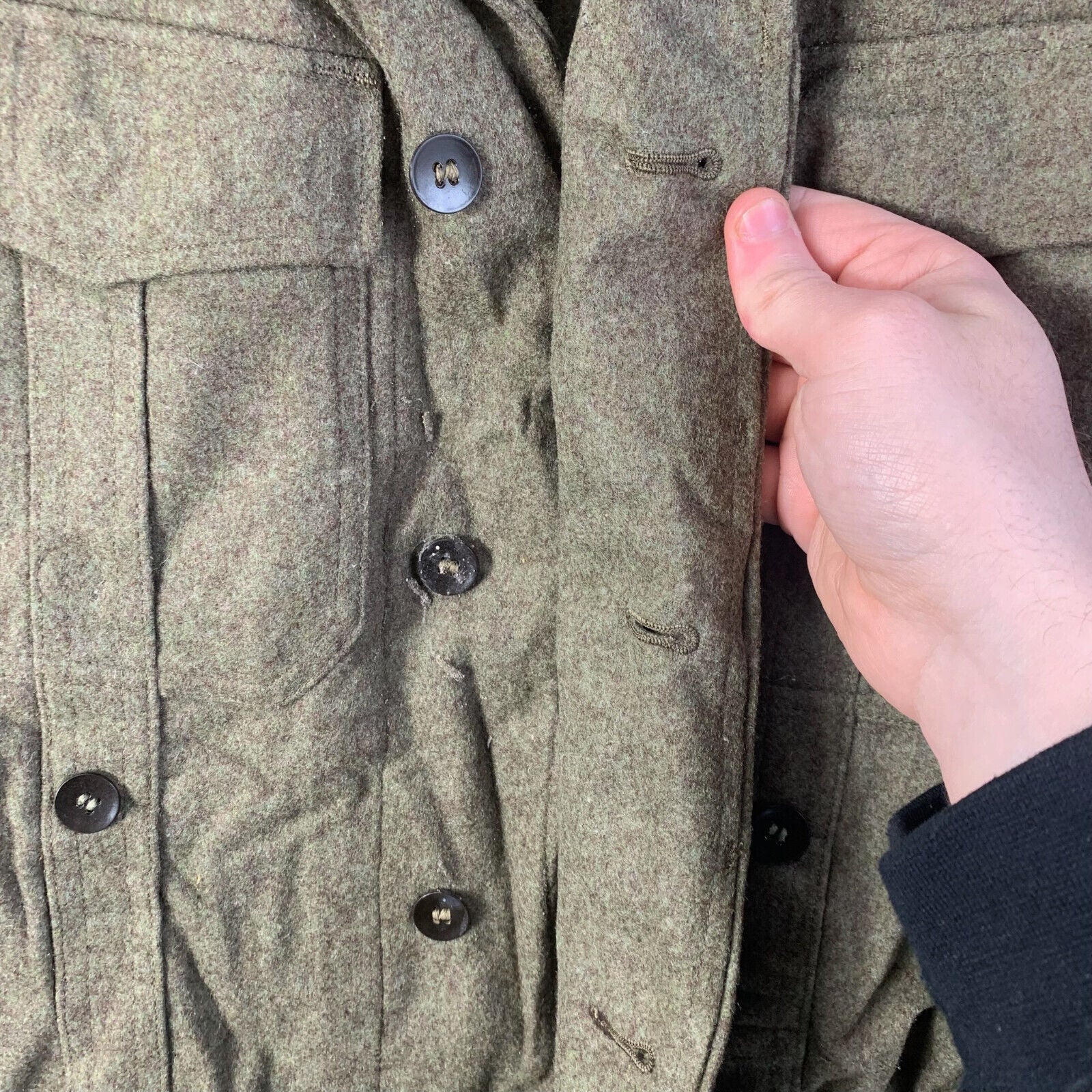 West German Field Jacket Green Wool Shirt Military Uniform Germany - 35" Chest - The Militaria Shop