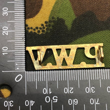 Load image into Gallery viewer, Genuine British Army WW1 Brass Shoulder Title - Prince Of Wales’ Volunteers PWV - The Militaria Shop