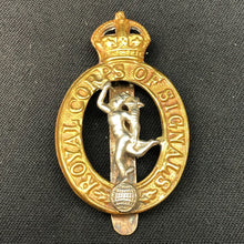 Load image into Gallery viewer, Original WW2 British Army Cap Badge - Royal Corps of Signals - The Militaria Shop