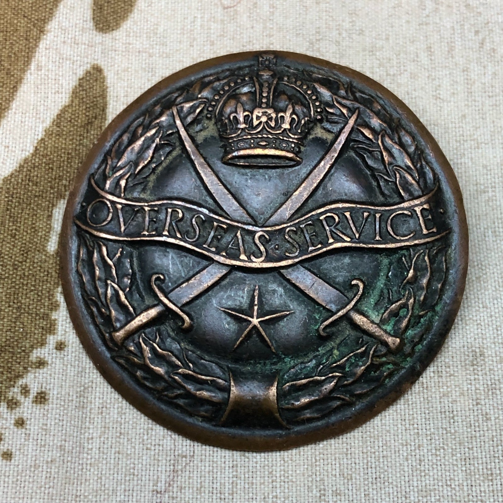 Original WW2 Indian Overseas Service Badge - The Militaria Shop