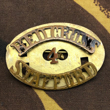 Load image into Gallery viewer, Original WW1 British Army Red Cross Shoulder Title - Stafford - The Militaria Shop