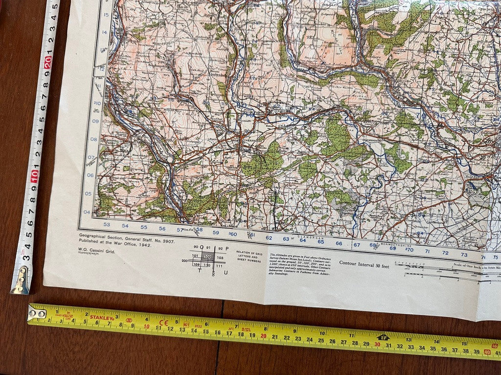 Original WW2 British Army OS Map of Great Britain - Newport - The Militaria Shop