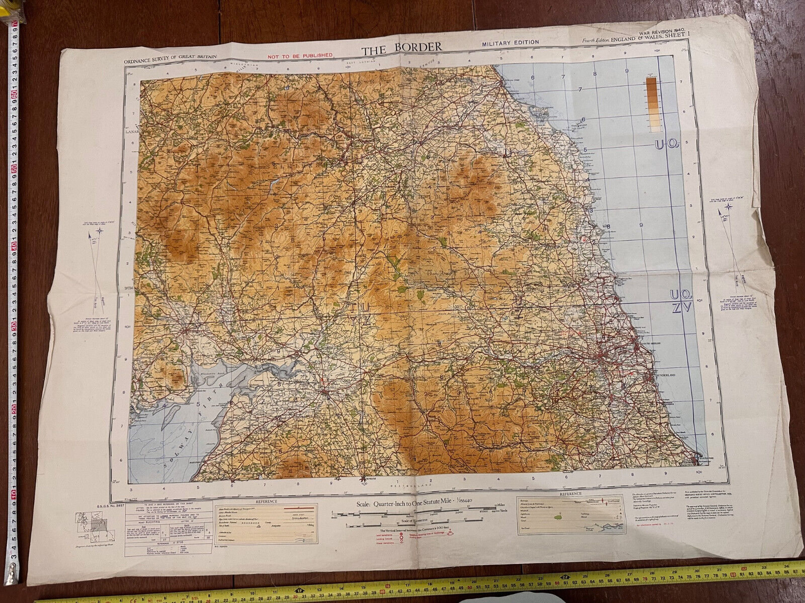 Original WW2 British Army RAF Navy Base Map of England - Border of Scotland - The Militaria Shop