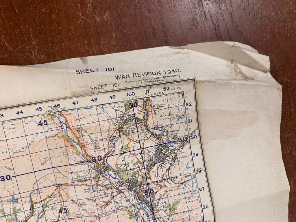 Original WW2 British Army GSGS OS Map of Great Britain - Swansea & Aberdare - The Militaria Shop