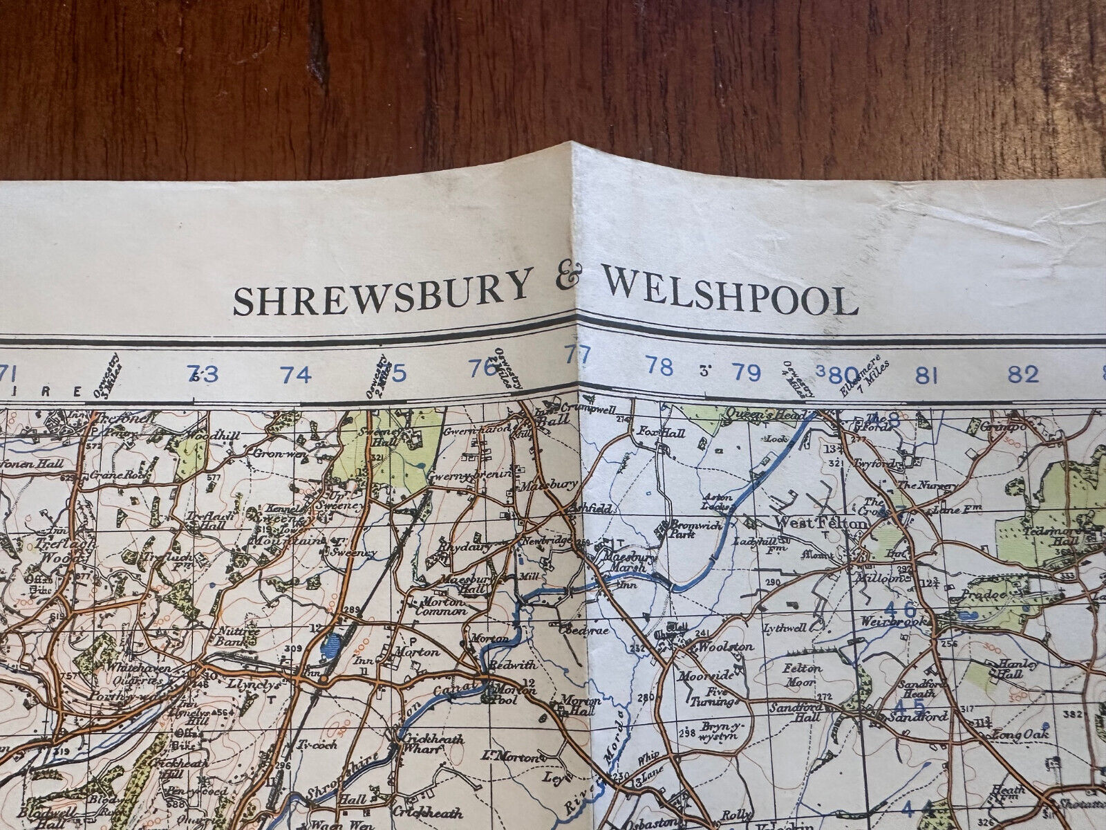 Original WW2 British Army GSGS OS Map Great Britain - Shrewsbury & Welshpool - The Militaria Shop