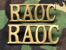 Load image into Gallery viewer, Original WW2 British Army Brass Shoulder Titles - RAOC Royal Army Ordnance Corps - The Militaria Shop