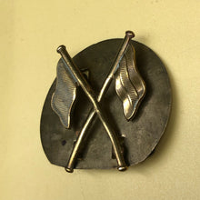 Load image into Gallery viewer, Original WW2 British Army Brass Signallers Flag Sleeve Badge - The Militaria Shop