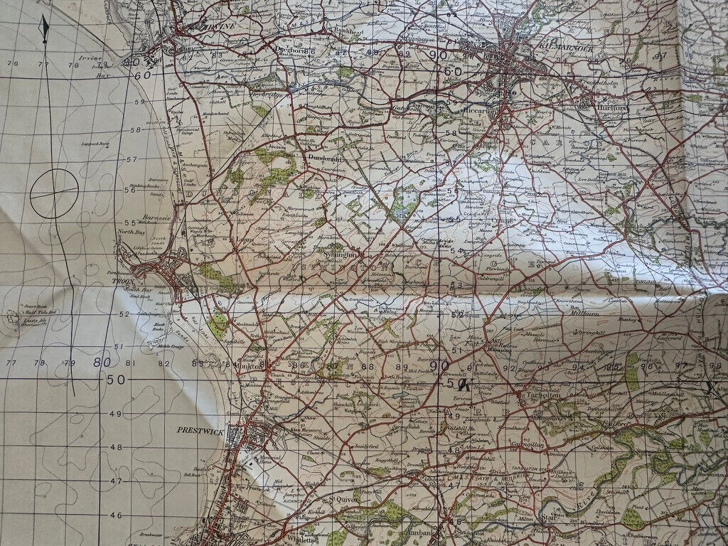 Original WW2 British Army GSGS OS Map of Scotland - Kilmarnock & Ayr - The Militaria Shop