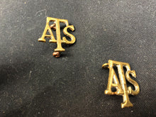Load image into Gallery viewer, Original WW2 British Army Brass Shoulder Title Pair - ATS - The Militaria Shop