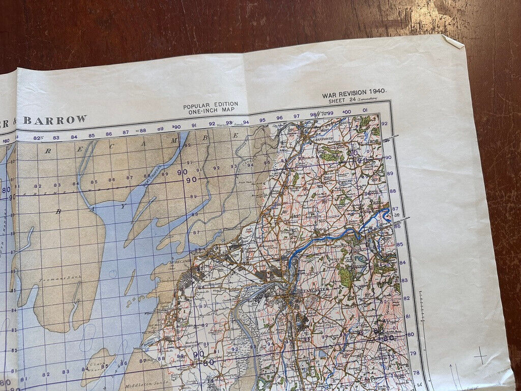 Original WW2 British Army GSGS OS Map of Great Britain - Lancaster & Barrow - The Militaria Shop