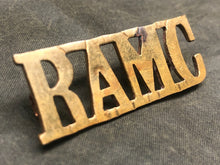 Load image into Gallery viewer, Genuine British Army Brass Shoulder Title - Royal Army Medical Corps - The Militaria Shop
