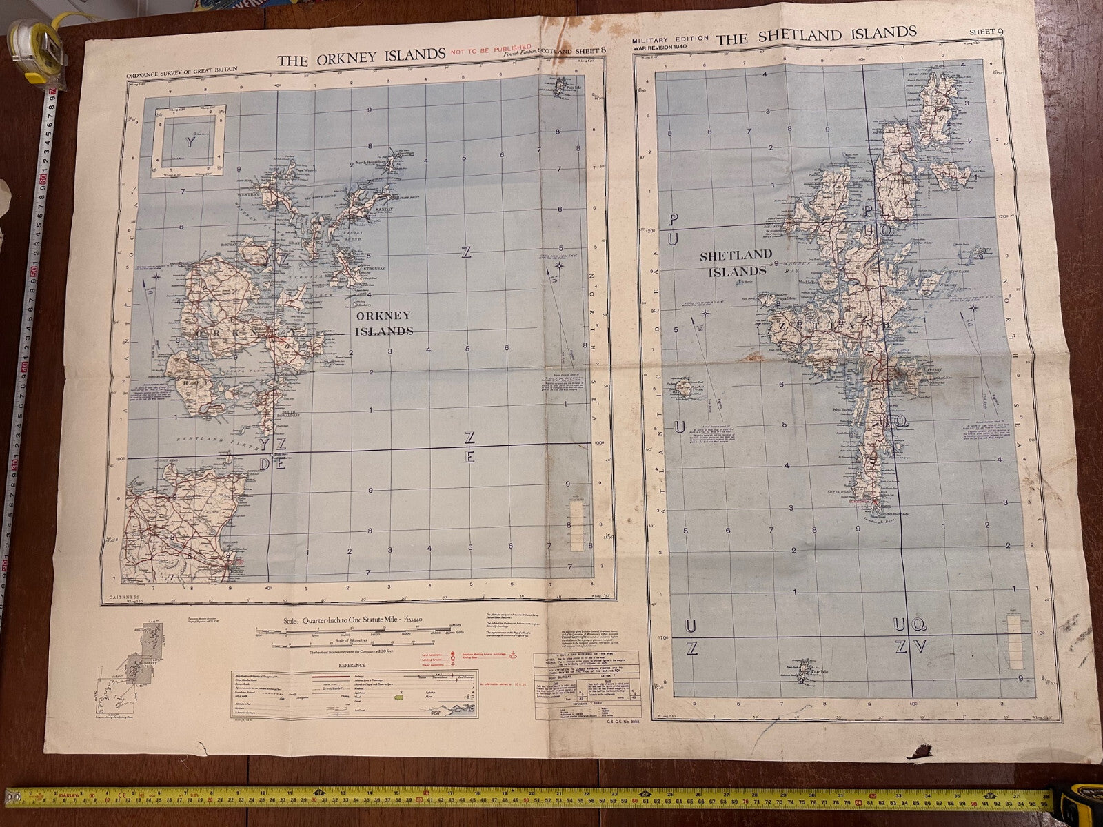 Original WW2 British Army RAF Navy Base Map of Scotland Shetland/Orkney Islands - The Militaria Shop