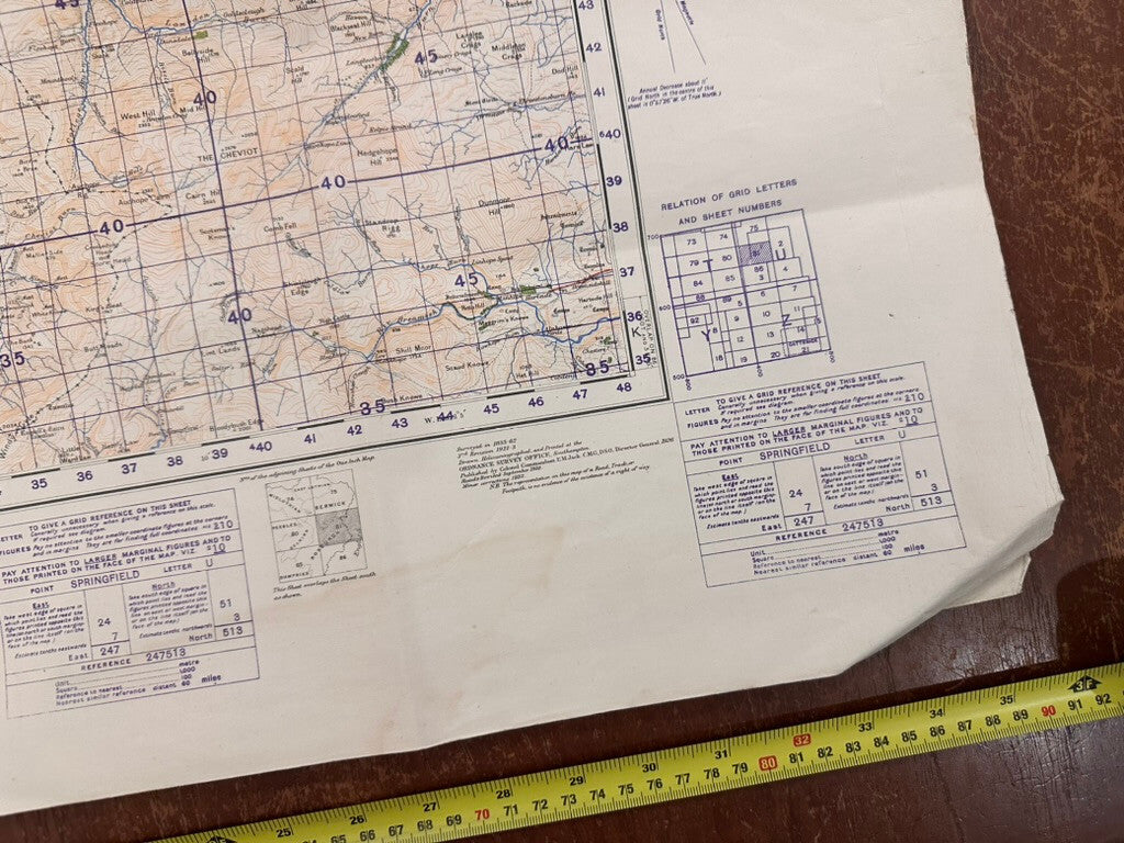 Original WW2 British Army GSGS OS Map of Scotland - Kelso - The Militaria Shop
