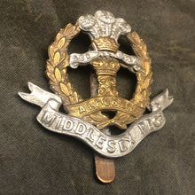 Load image into Gallery viewer, Original WW2 British Army Cap Badge - Middlesex Regiment - The Militaria Shop