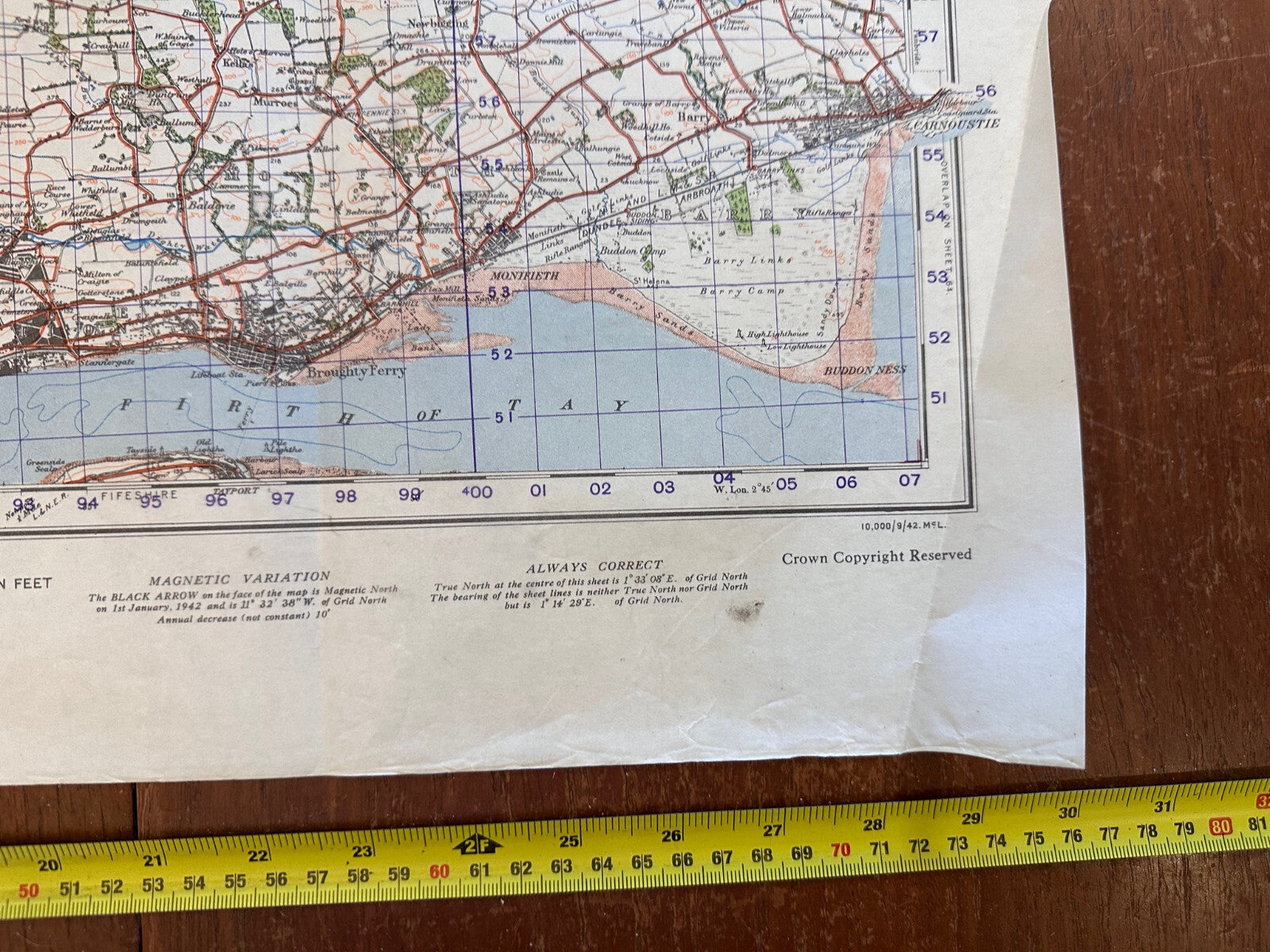 Original WW2 British Army GSGS Map of Scotland - Forfar & Dundee - The Militaria Shop