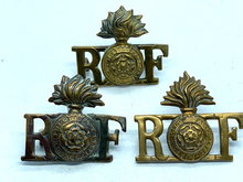 Load image into Gallery viewer, Original Group of 3 British Army Royal Fusiliers Collar Badges - The Militaria Shop