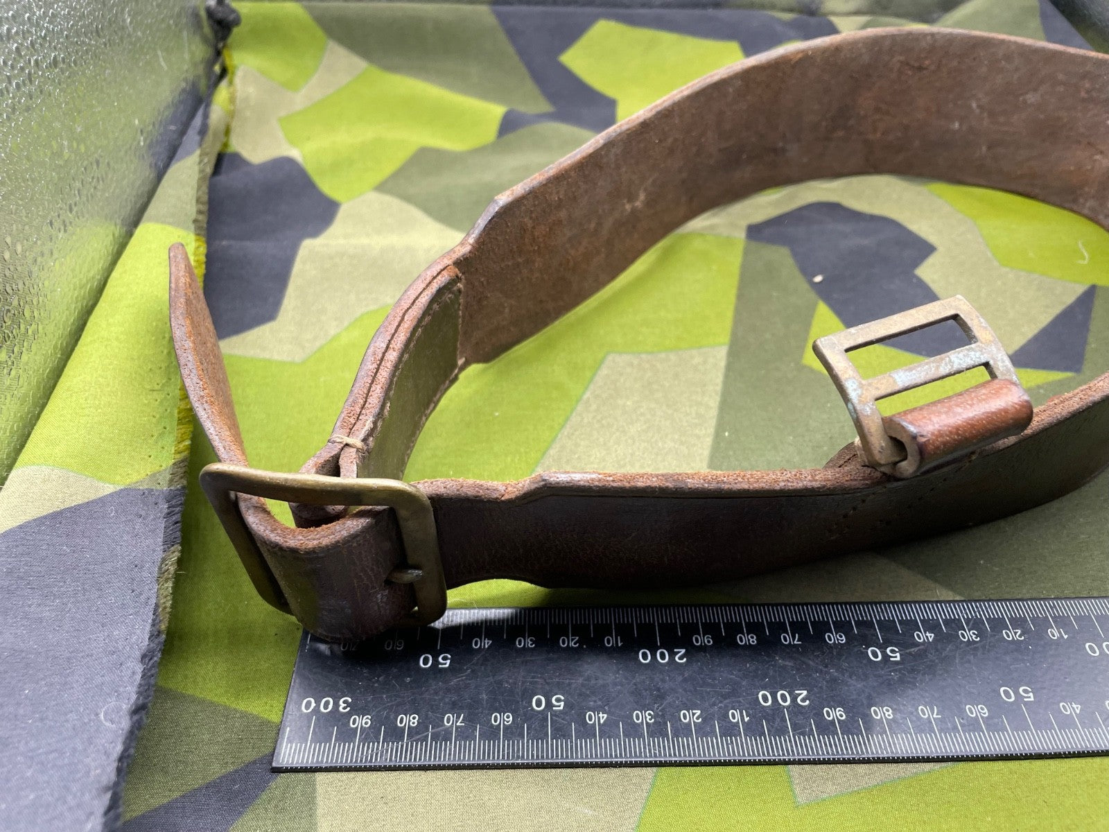 Interesting British Army Victorian Leather Belt with Brass Loops - The Militaria Shop