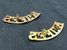 Load image into Gallery viewer, Original WW1 British Army Brass Shoulder Title Pair - Buffs East Kent Regiment - The Militaria Shop