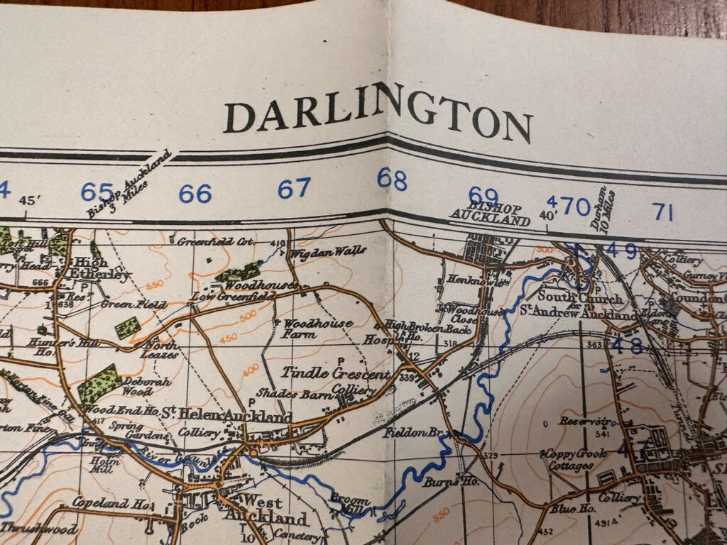 Original WW2 British Army GSGS OS Map of England - Darlington - The Militaria Shop