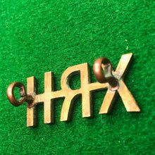Load image into Gallery viewer, Original WW2 British Army Brass Shoulder Title - 10th Royal Hussars Regiment XRH - The Militaria Shop
