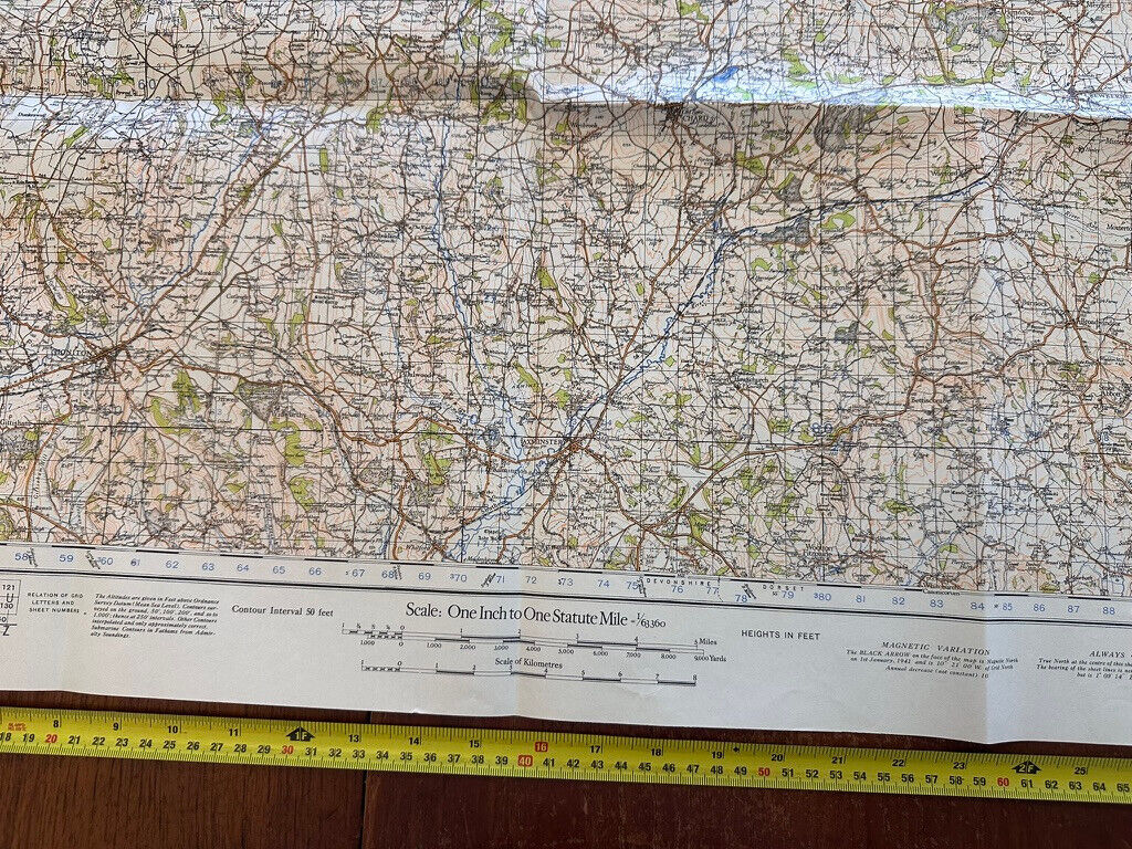Original WW2 British Army GSGS OS Map of England & Wales - Chard & Axminster - The Militaria Shop