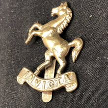 Load image into Gallery viewer, Genuine WW2 British Army Brass Cap Badge - Queen's Own Royal West Kent Regiment - The Militaria Shop