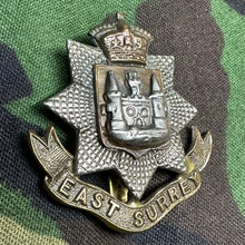 Load image into Gallery viewer, Original British Army Victorian Crown East Surrey Regiment Cap Badge - The Militaria Shop