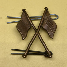Load image into Gallery viewer, Original WW2 British Army Brass Signallers Flag Sleeve Badge - The Militaria Shop