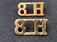 Load image into Gallery viewer, Original WW1 British Army Brass Shoulder Titles - 8th Hussars - The Militaria Shop