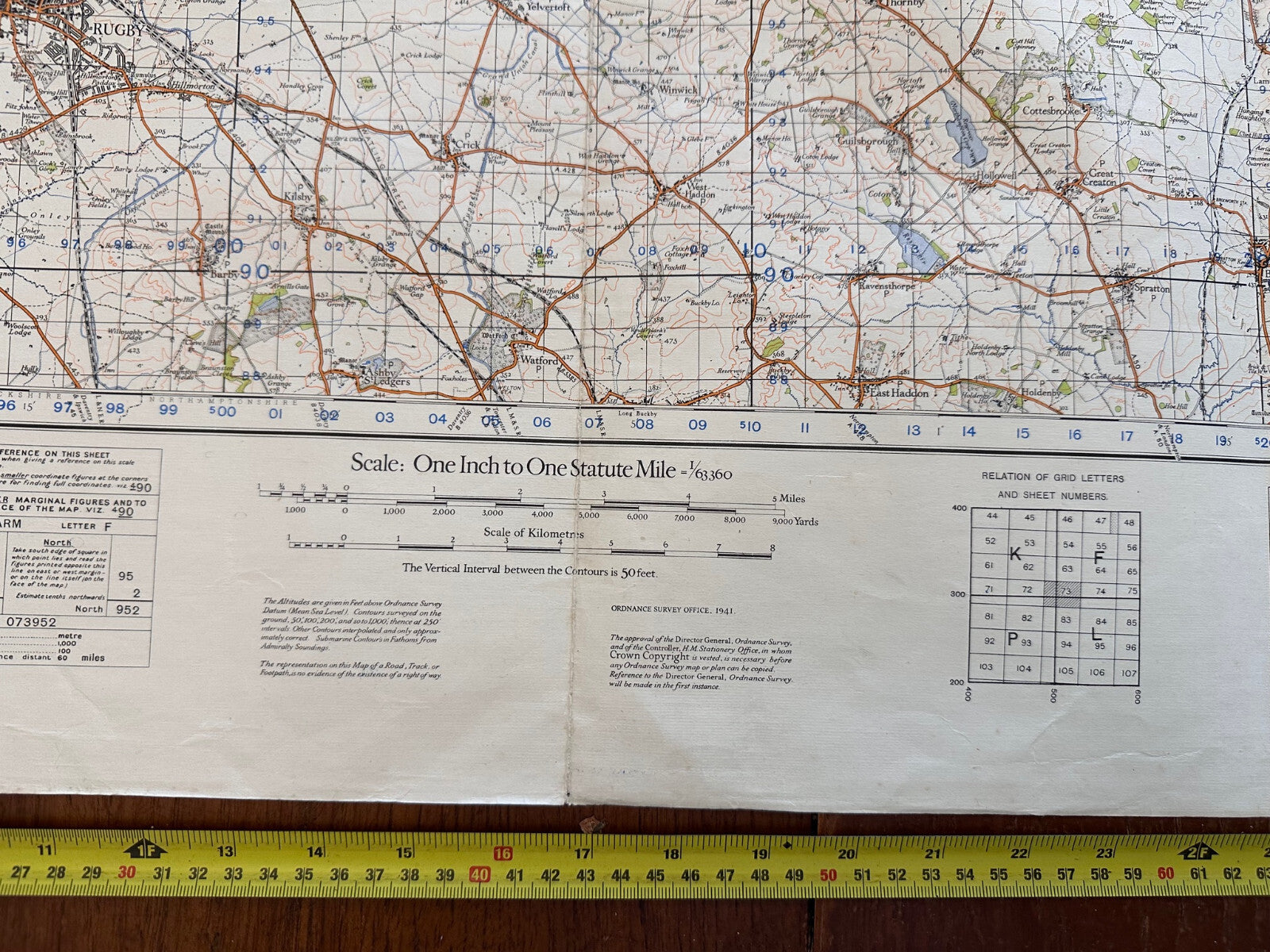 Original WW2 British Army OS Map of Great Britain - Rugby - The Militaria Shop