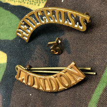 Load image into Gallery viewer, Original WW1 British Army Red Cross Shoulder Title - London - The Militaria Shop