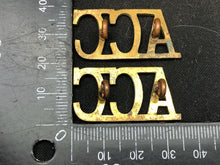 Load image into Gallery viewer, Original WW2 British Army Brass Shoulder Title Pair - ACC Army Catering Corps - The Militaria Shop