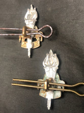 Load image into Gallery viewer, Original WW2 British Army Collar Badge Pair - Royal Army Education Corps RAEC - The Militaria Shop