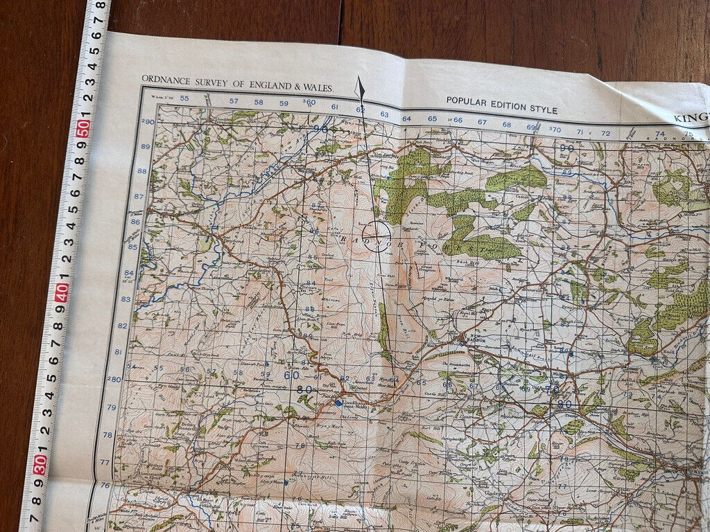 Original WW2 British Army OS Map of Great Britain - Kington - The Militaria Shop
