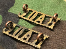 Load image into Gallery viewer, Original WW2 British Army Brass Shoulder Titles - RAOC Royal Army Ordnance Corps - The Militaria Shop