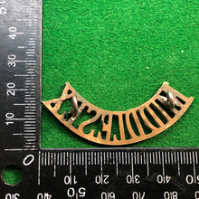 Load image into Gallery viewer, Original WW1 British Army Brass Shoulder Title - Middlesex - The Militaria Shop