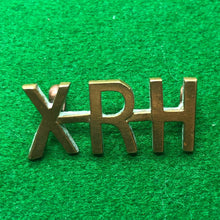 Load image into Gallery viewer, Original WW2 British Army Brass Shoulder Title - 10th Royal Hussars Regiment XRH - The Militaria Shop