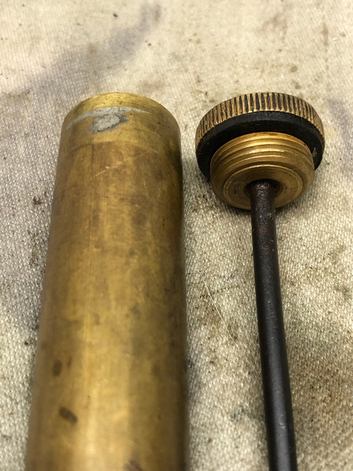 Original WW1 British Army SMLE Enfield Brass Oil Bottle - EFD Marked - The Militaria Shop
