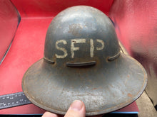 Load image into Gallery viewer, Original WW2 British Home Front SFP Supplementary Fire Party Helmet with Liner - The Militaria Shop