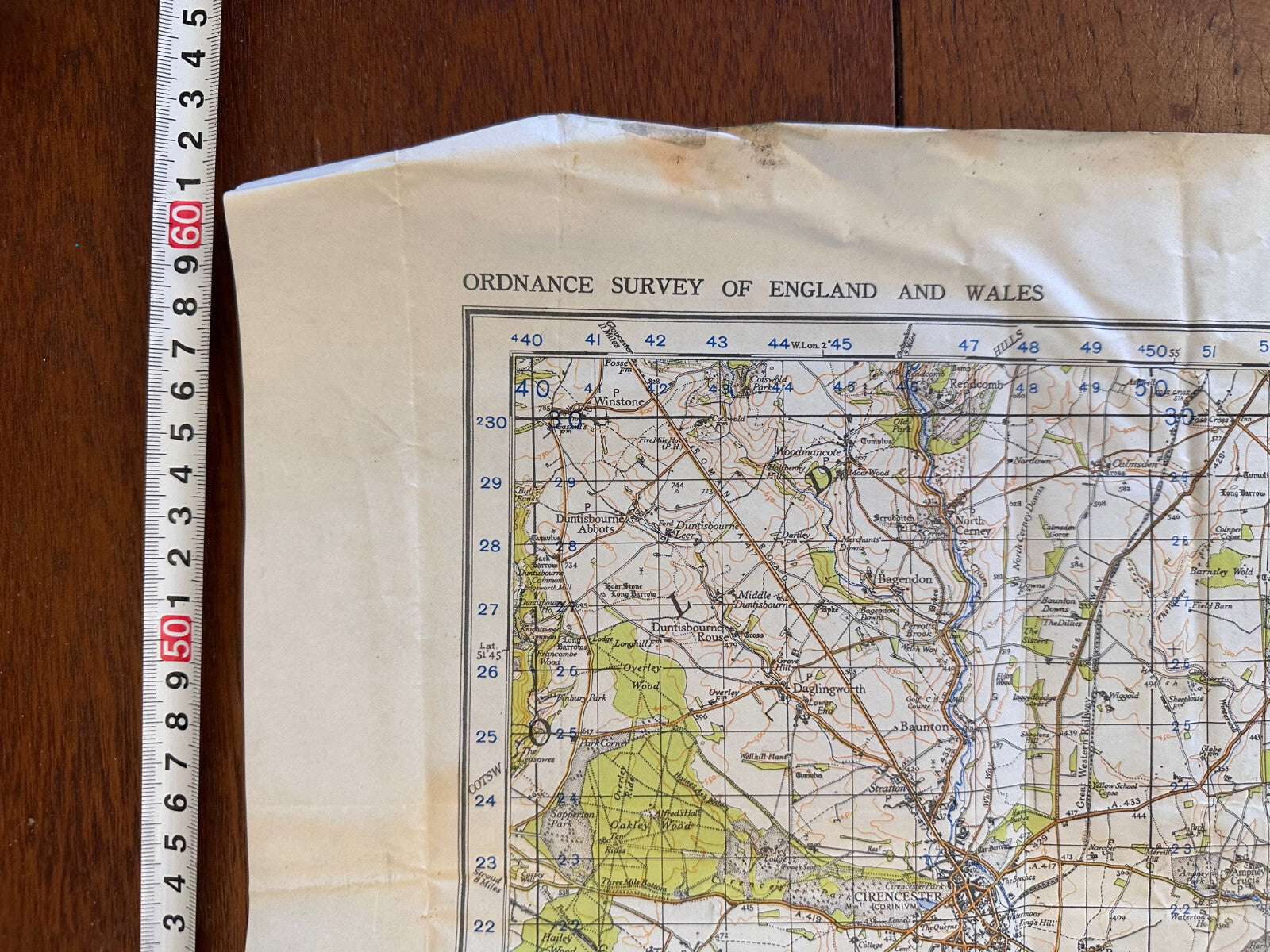Original WW2 British Army GSGS OS Map England - Swindon & Cirencester - The Militaria Shop