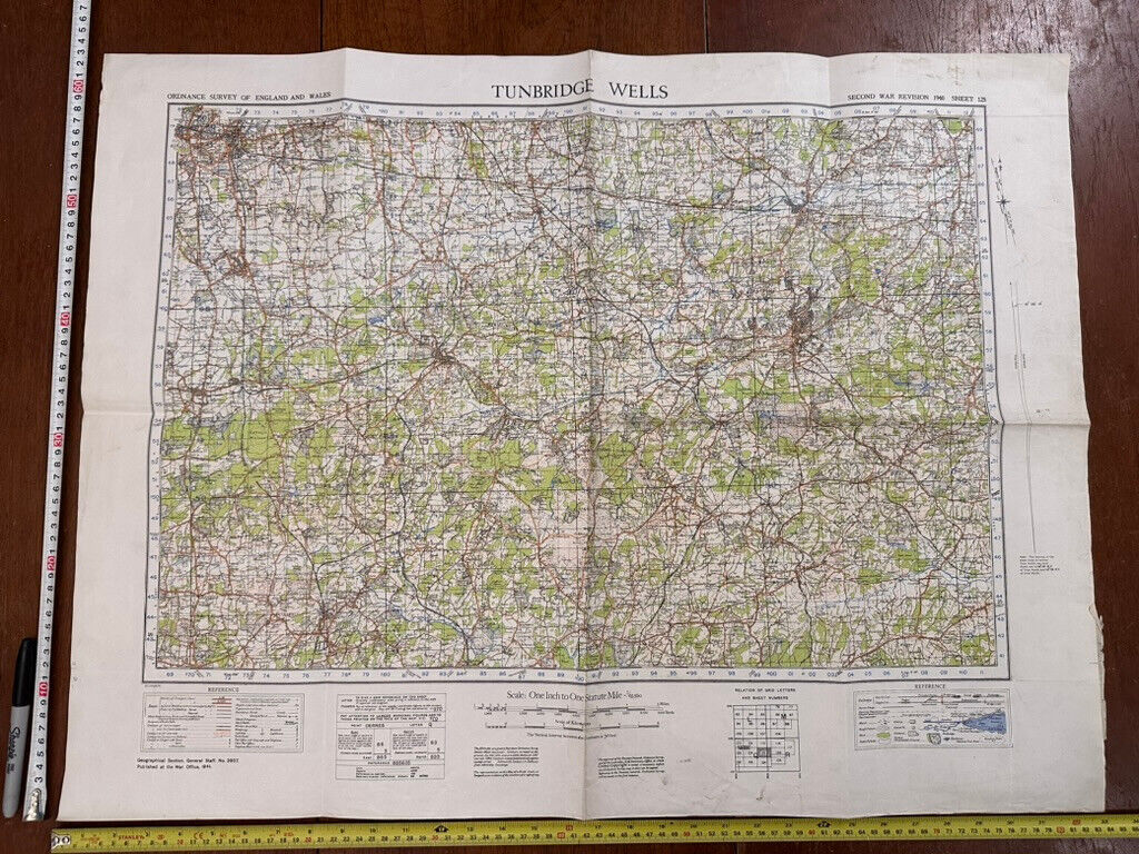 Original WW2 British Army GSGS OS Map England - Tunbridge Wells - The Militaria Shop