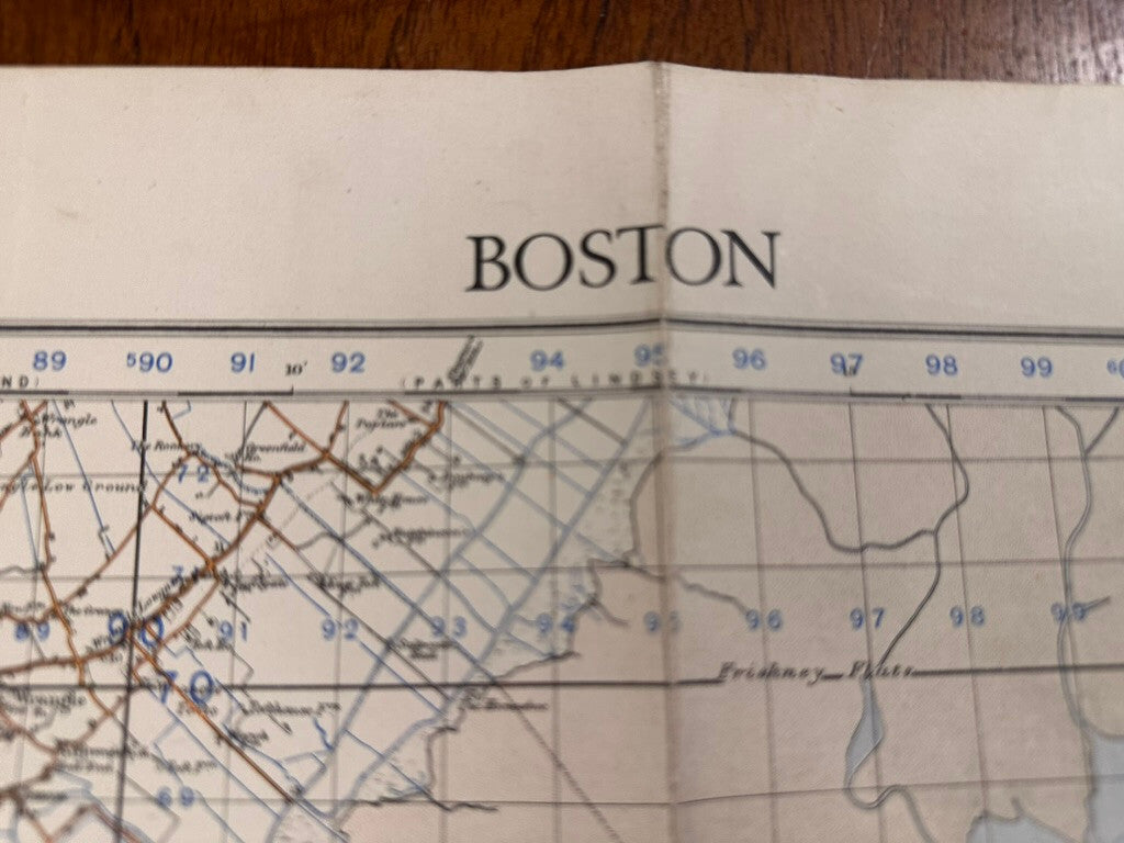 Original WW2 British Army GSGS OS Map of Great Britain - Boston - The Militaria Shop