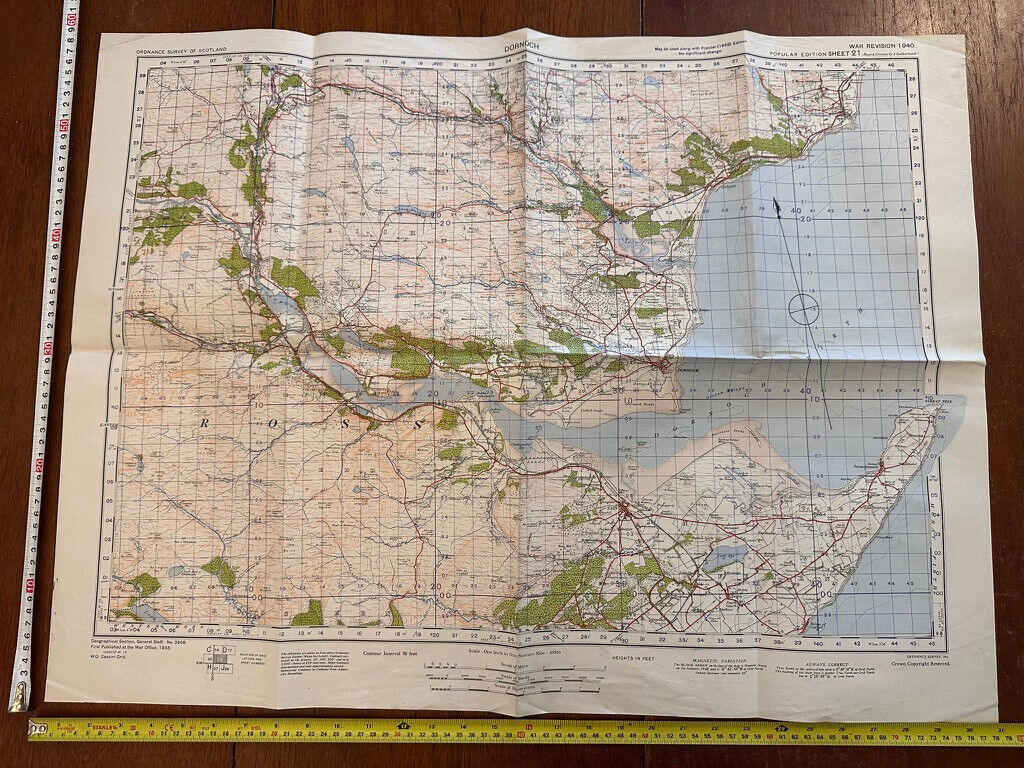 Original WW2 British Army GSGS Map of Scotland - Dornoch - The Militaria Shop