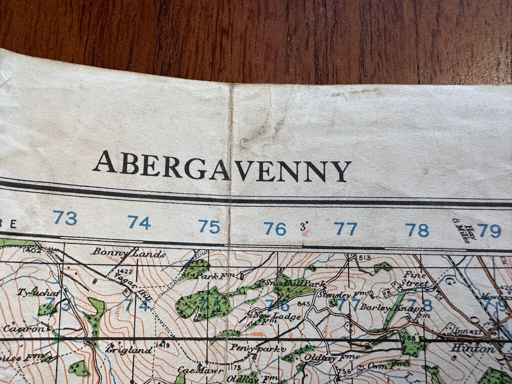 Original WW2 British Army OS Map of Great Britain - Abergavenny - The Militaria Shop