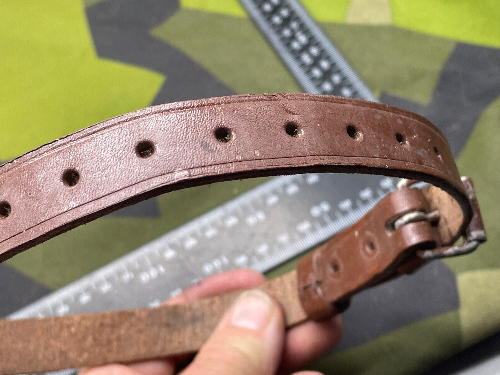 WW2 German Army / Luftwaffe Brown Leather Zeltbahn / Equipment Strap - The Militaria Shop